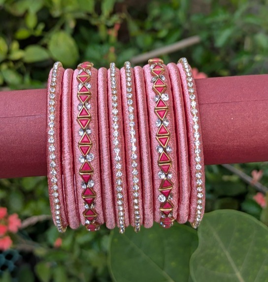 Peach Silk Thread Bangles 2